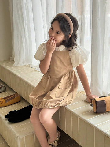 Girls' Casual Basic Streetwear Outdoor Functional Low Waist Suspender Overall Dress