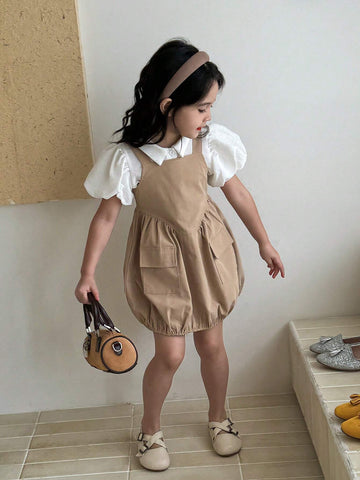 Girls' Casual Basic Streetwear Outdoor Functional Low Waist Suspender Overall Dress