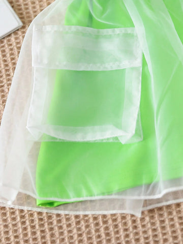 Girls" Casual Candy Colored Short Sleeve T-Shirt Dress With Skirt Casual Outfit For Summer