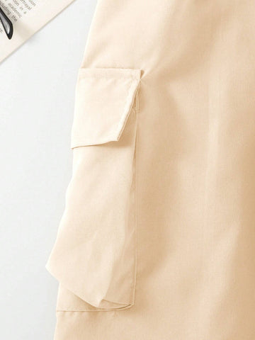 Girls Casual Cargo Pants With Pockets & Ankle Hem, Autumn/Winter