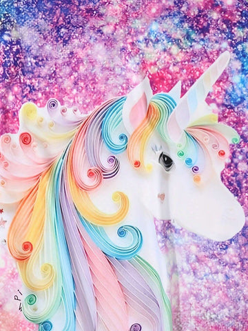 Girls Casual Comfortable Unicorn & Starry Sky 3D Print Dress, For Holiday And Everyday Wear