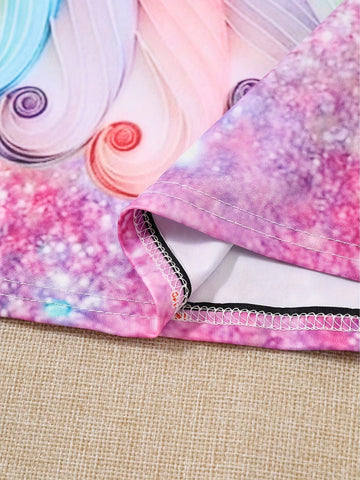 Girls Casual Comfortable Unicorn & Starry Sky 3D Print Dress, For Holiday And Everyday Wear
