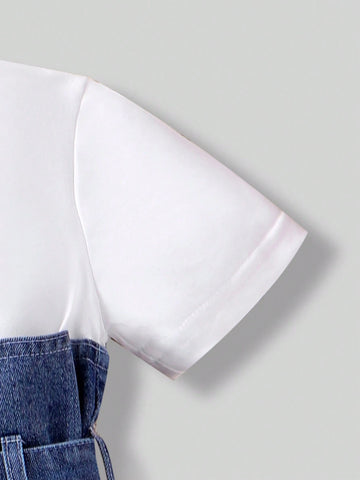 Girls' Casual Commuter Denim Accessories 2-Piece Set (S) Dress