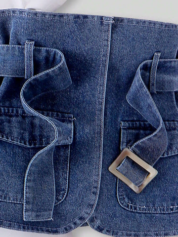 Girls' Casual Commuter Denim Accessories 2-Piece Set (S) Dress