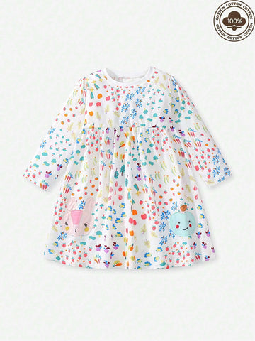 Girls' Casual Cotton Princess Dress For Autumn