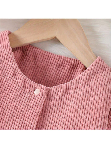 Girls" Casual Elegant Solid Color Long Sleeve Dress With Hat