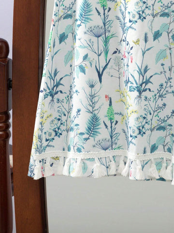 Girls' Casual Everyday Round Neck Sleeveless A-Line Floral Printed Patchwork Tassel Dress For Summer