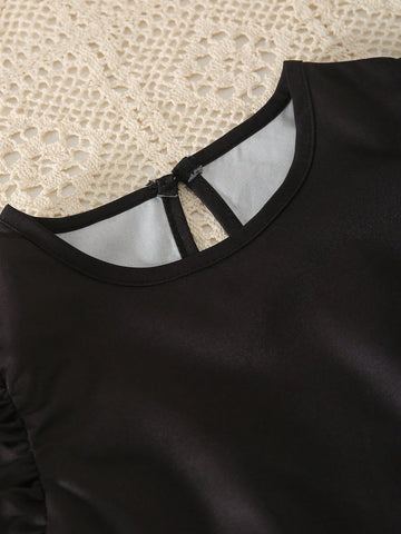 Girls' Casual Fashionable Simple Round Neck Flare Sleeve A-Line Loose Colorful Floral Print Short Summer Dress