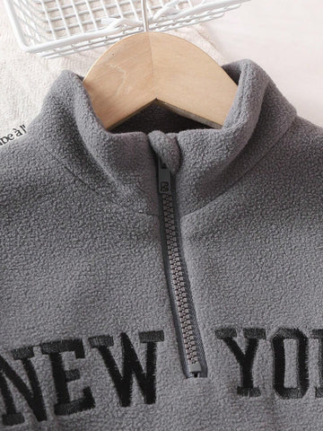 Girls Casual Gray Letter Embroidery Dress