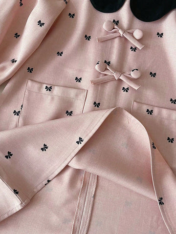 Girls Casual Long Sleeve Bowknot Classic Princess Dress, Spring New Fashion Design Children Clothing