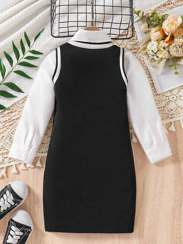Girls' Casual Preppy Style Sleeveless Dress. The Preppy Design Can Well Highlight The Innocence And Cuteness Of The Little Girls