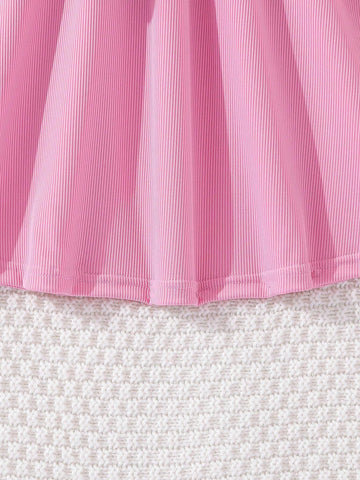 Girls Casual Puff Sleeve Party Dress, Multi-Season