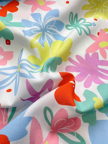 Girls' Casual Short Slim Fit Turn-Down Collar Shirt With Colorful Flowers Print, Summer