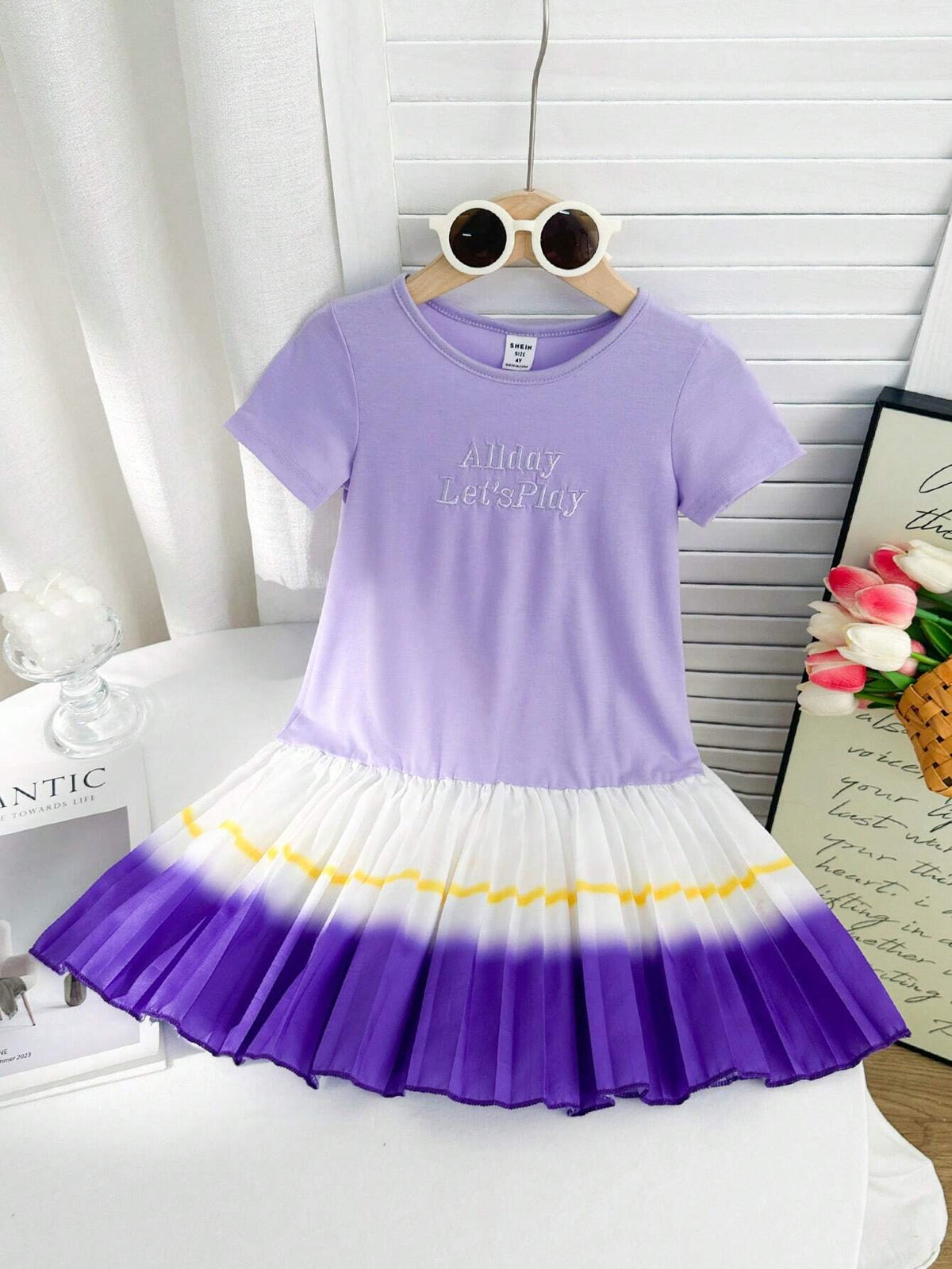 Girls' Casual Simple Style Purple Dress