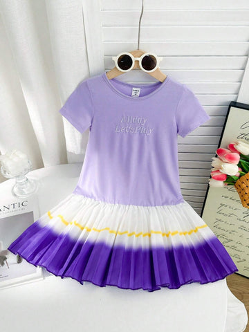 Girls' Casual Simple Style Purple Dress