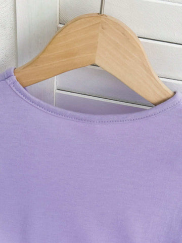 Girls' Casual Simple Style Purple Dress