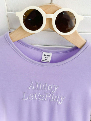 Girls' Casual Simple Style Purple Dress