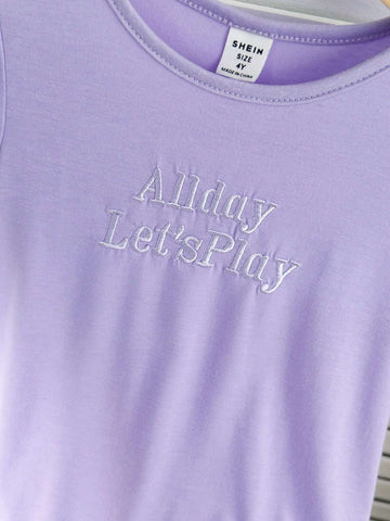 Girls' Casual Simple Style Purple Dress