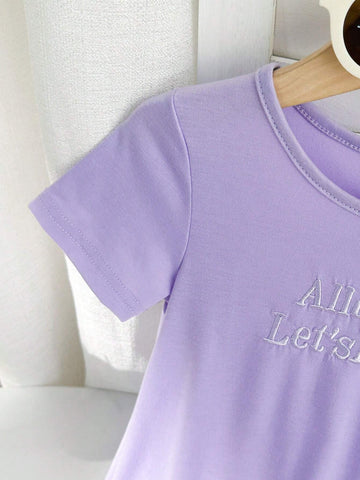 Girls' Casual Simple Style Purple Dress