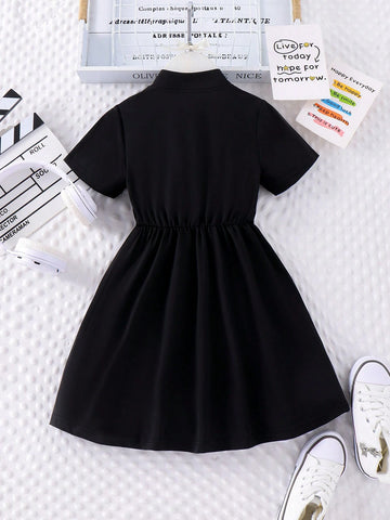 Girls' Casual Street Style Basketball Match Stamp Print Mini Dress