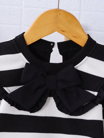 Girls Casual Striped Peter Pan Collar Dress, Autumn/Winter