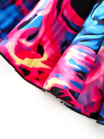 Girls Casual Tie-Dye Butterfly Print Long Sleeve Dress, Spring&Autumn