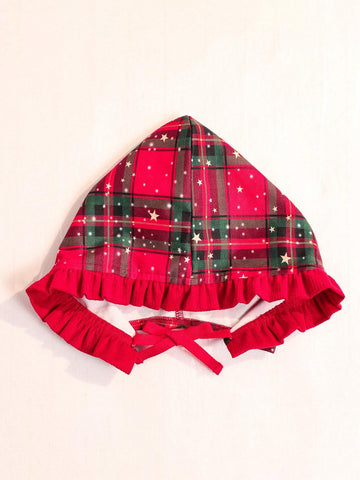Girls Christmas Plaid Princess Dress With Hat - Red Plaid Dress
