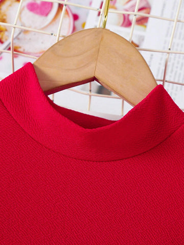 Girls Christmas Santa Dress, Red Mini Skirt, New Year Dress - Cute, Charming, Elegant Puff Sleeve Stretchy Comfortable Simple Casual Dress