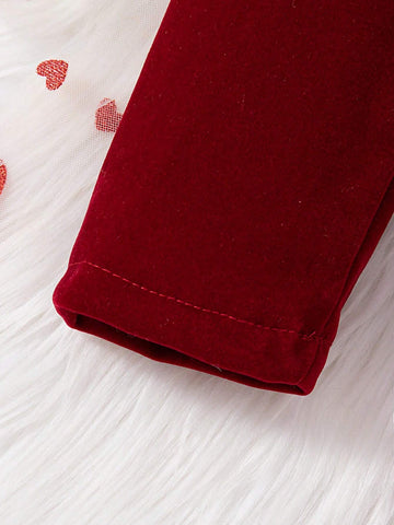 Girls Christmas & New Year Dress With Bow Decor And Hidden Back Zipper, With Free Handbag, Autumn/Winter