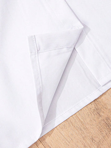Girls Classic Lantern Sleeve Ruffle Collar White Short Sleeve Blouse, Suitable For School Activities, Parties, Performances And Formal Occasions
