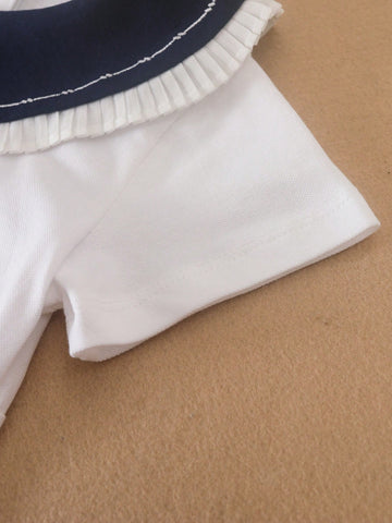 Girls' Collared Short Sleeve Sports Dress, Preppy Style, Summer