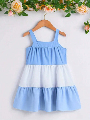 Girls' Colorblock Print Spaghetti Straps Cami Dress - Cute And Stylish Summer Outfit