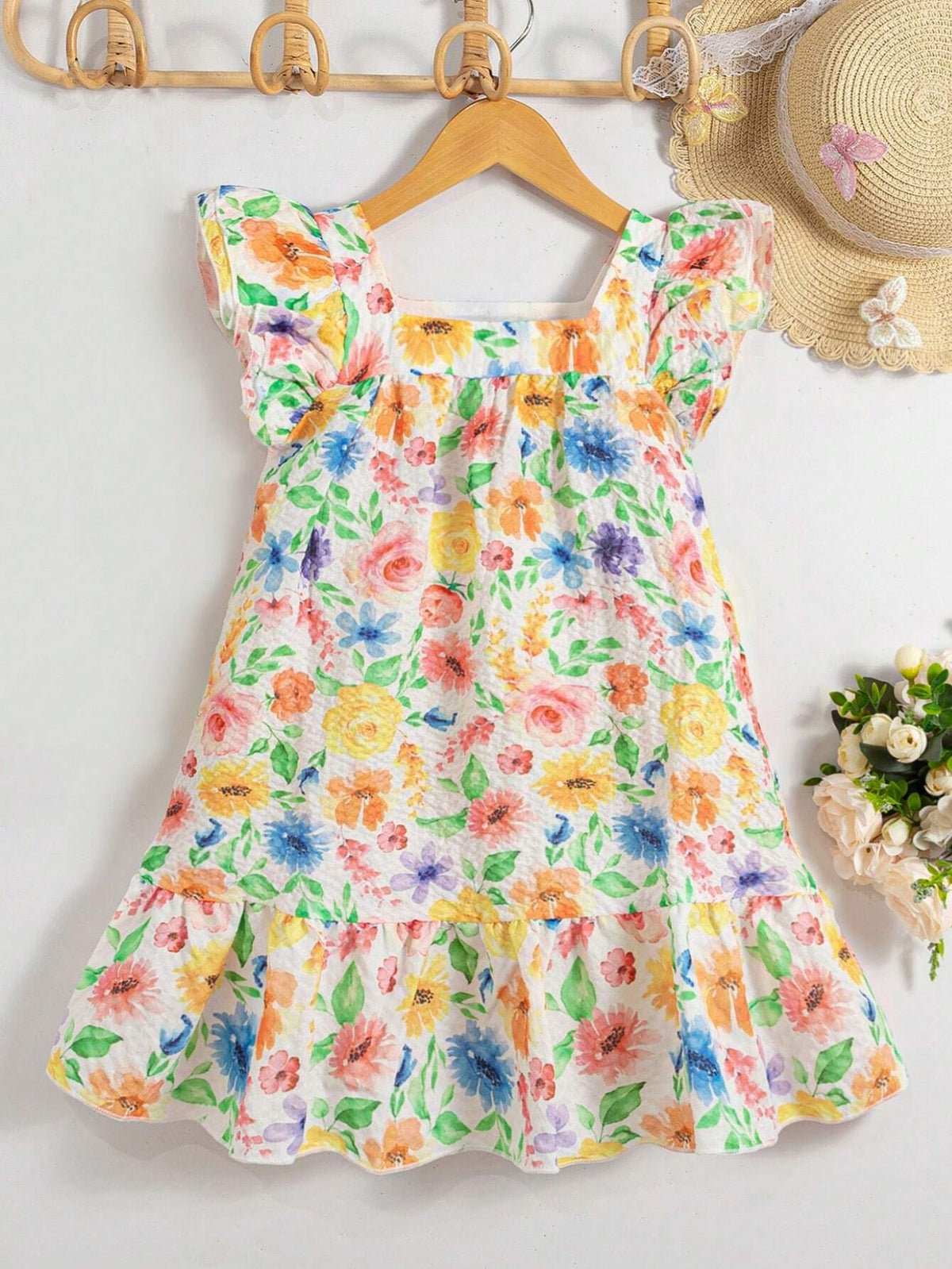 Girls' Colorful Floral Dress