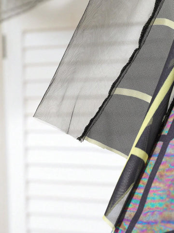 Girls Colorful Spider Web Patchwork Sequin Mesh Overlay Party Dress, Suitable For Halloween/Special Occasions