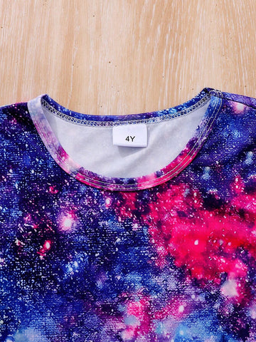 Girls Colorful Unicorn Digital Print Dress, Autumn/Winter