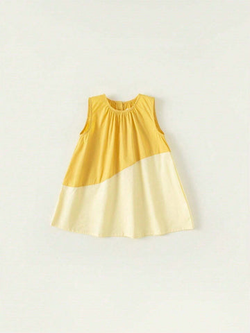 Girls Country Style Patchwork A-Line Dress, Children Tank Top Trending Dress