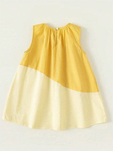 Girls Country Style Patchwork A-Line Dress, Children Tank Top Trending Dress