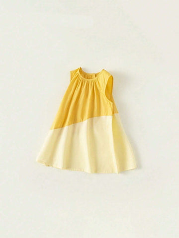 Girls Country Style Patchwork A-Line Dress, Children Tank Top Trending Dress