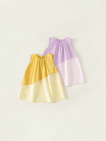 Girls Country Style Patchwork A-Line Dress, Children Tank Top Trending Dress
