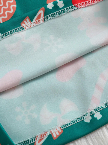 Girls Cute Christmas Print Hooded Long Sleeve Dress, Holiday Gift