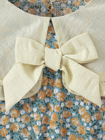 Girls' Cute Floral Print Sleeveless Dress