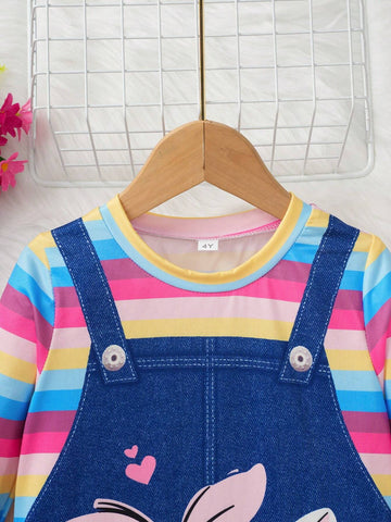 Girls Cute Happy Cat Print Casual Dress
