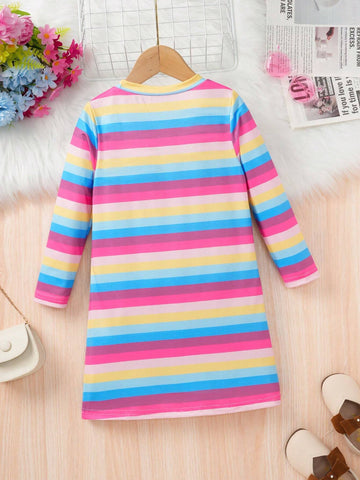 Girls Cute Happy Cat Print Casual Dress