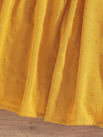 Girls Cute Lace Ruffle Collar Lantern Sleeve Dress, Suitable For Spring And Autumn