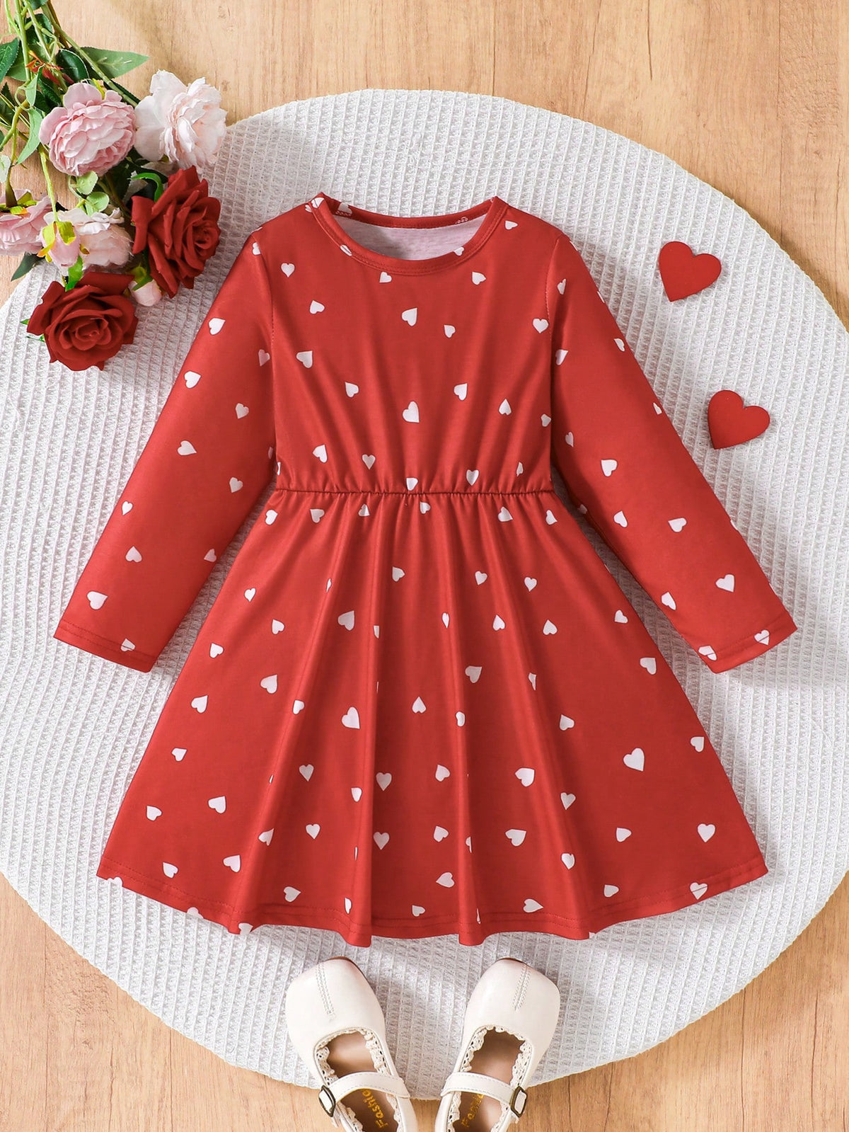 Girls' Cute Spring/Autumn Christmas Dress With Creative Gradient Snowflake & Snowman Designs, Long Sleeve Princess Dress