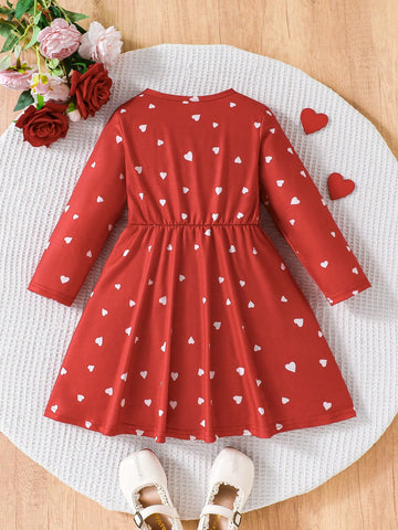 Girls' Cute Spring/Autumn Christmas Dress With Creative Gradient Snowflake & Snowman Designs, Long Sleeve Princess Dress
