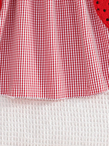 Girls' Cute Strawberry Embroidered Cami Dress, Summer Casual Style