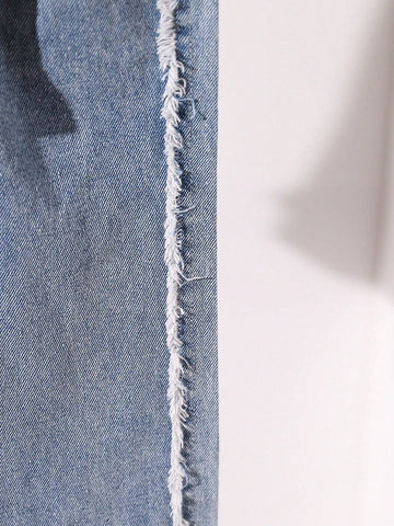 Girls' Denim Overalls With Sleeveless Shirt & Fringe Hem Pants 3-Piece Matching Set