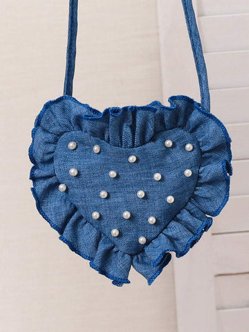 Girls' Denim Puff Sleeve Dress With A-Line Design, Loose And Comfortable Fit Fashionable And Versatile, Bubble Sleeves Creating A Three-Dimensional Suitable For Daily Casual Wear And Outdoor Activities, Ideal For Spring And Summer Seasons.