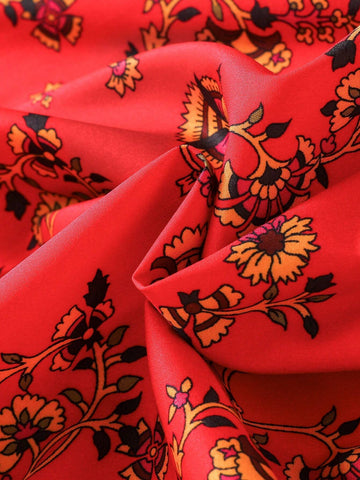 Girls' Ditsy Floral V-Neck Design Patchwork Ditsy Ditsy Floral, Suitable For Spring/Summer Vacation
